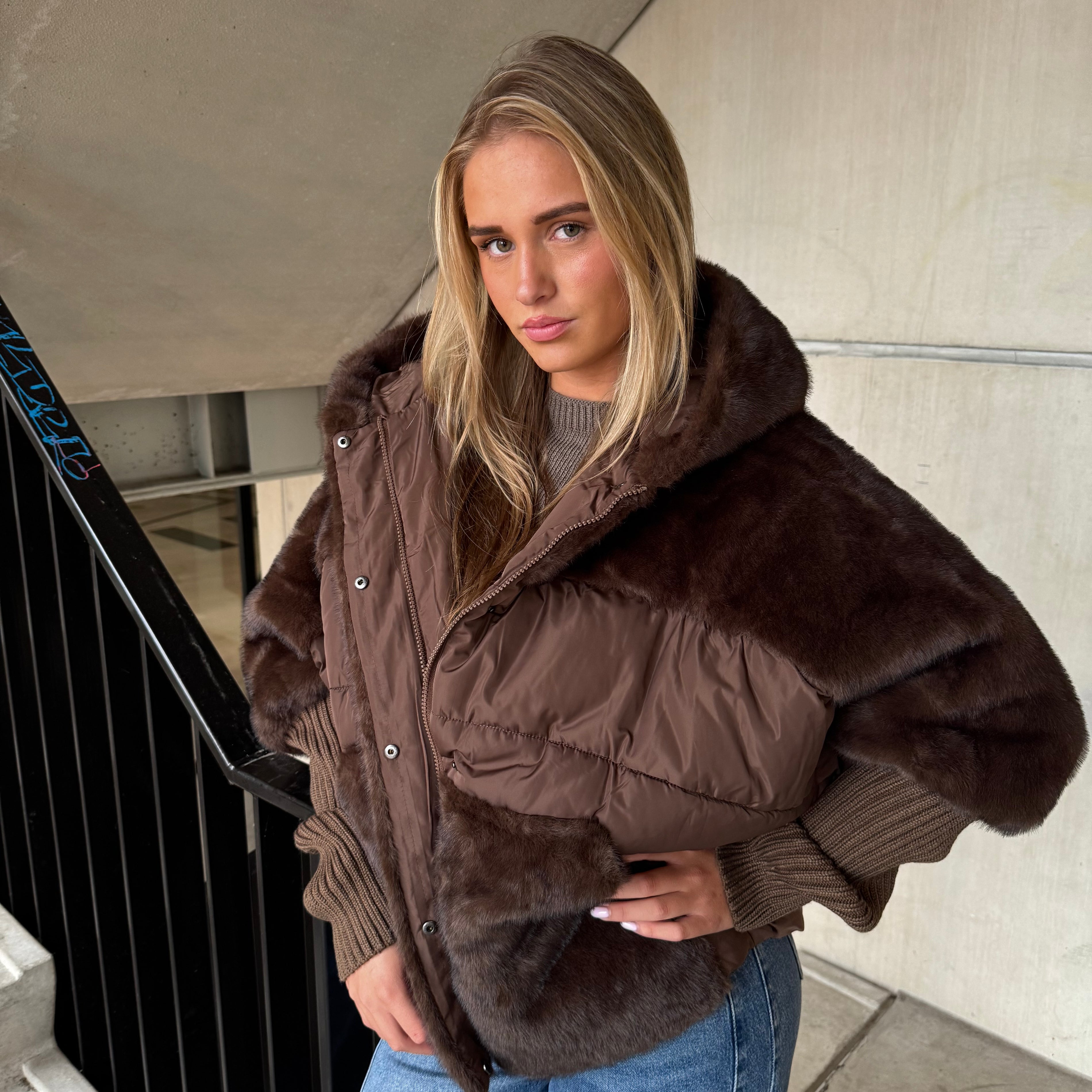 Jas Duo Fake Fur Donker Bruin