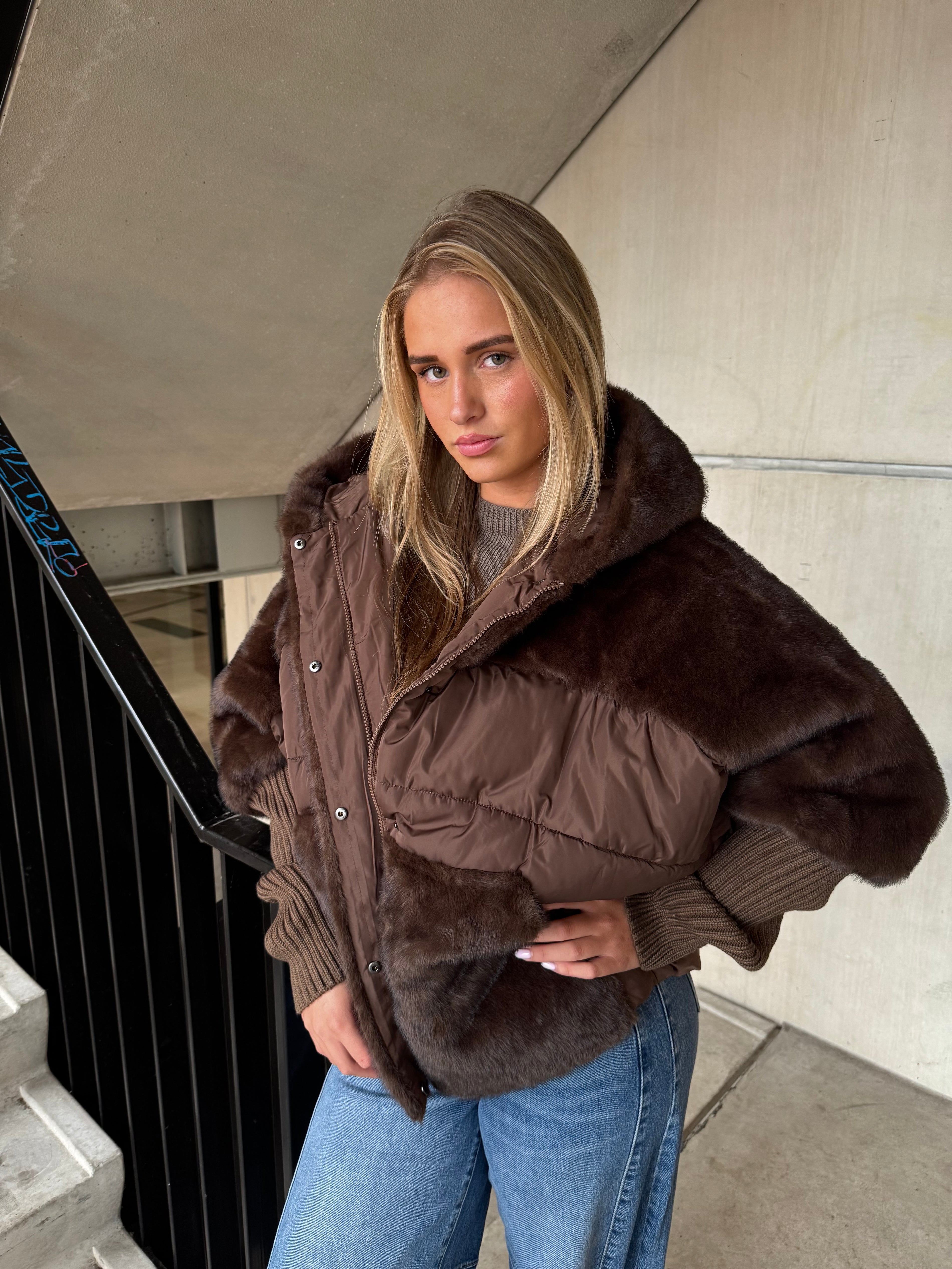Jas Duo Fake Fur Donker Bruin