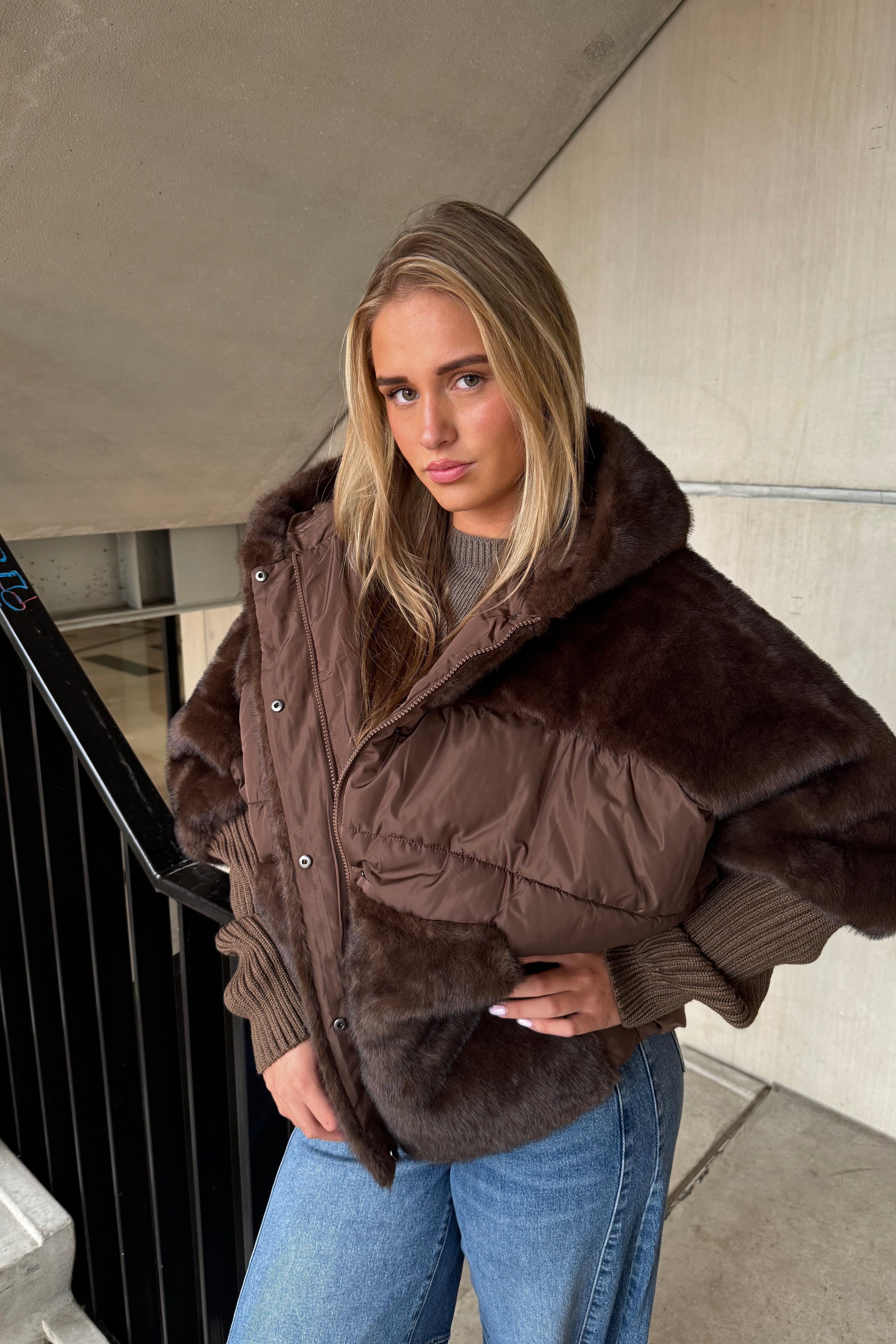 Jas Duo Fake Fur Donker Bruin