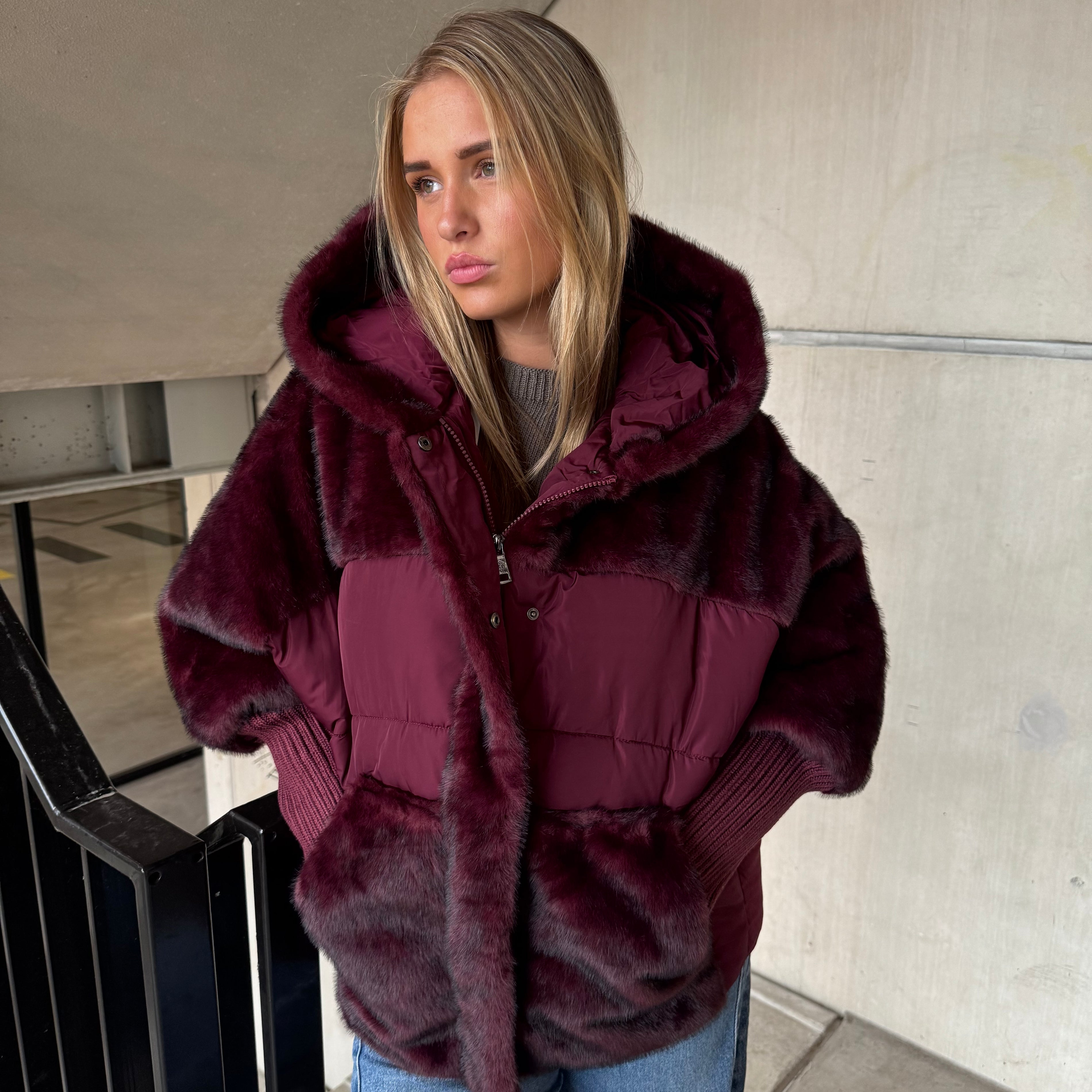 Jas Duo Fake Fur Bordeaux