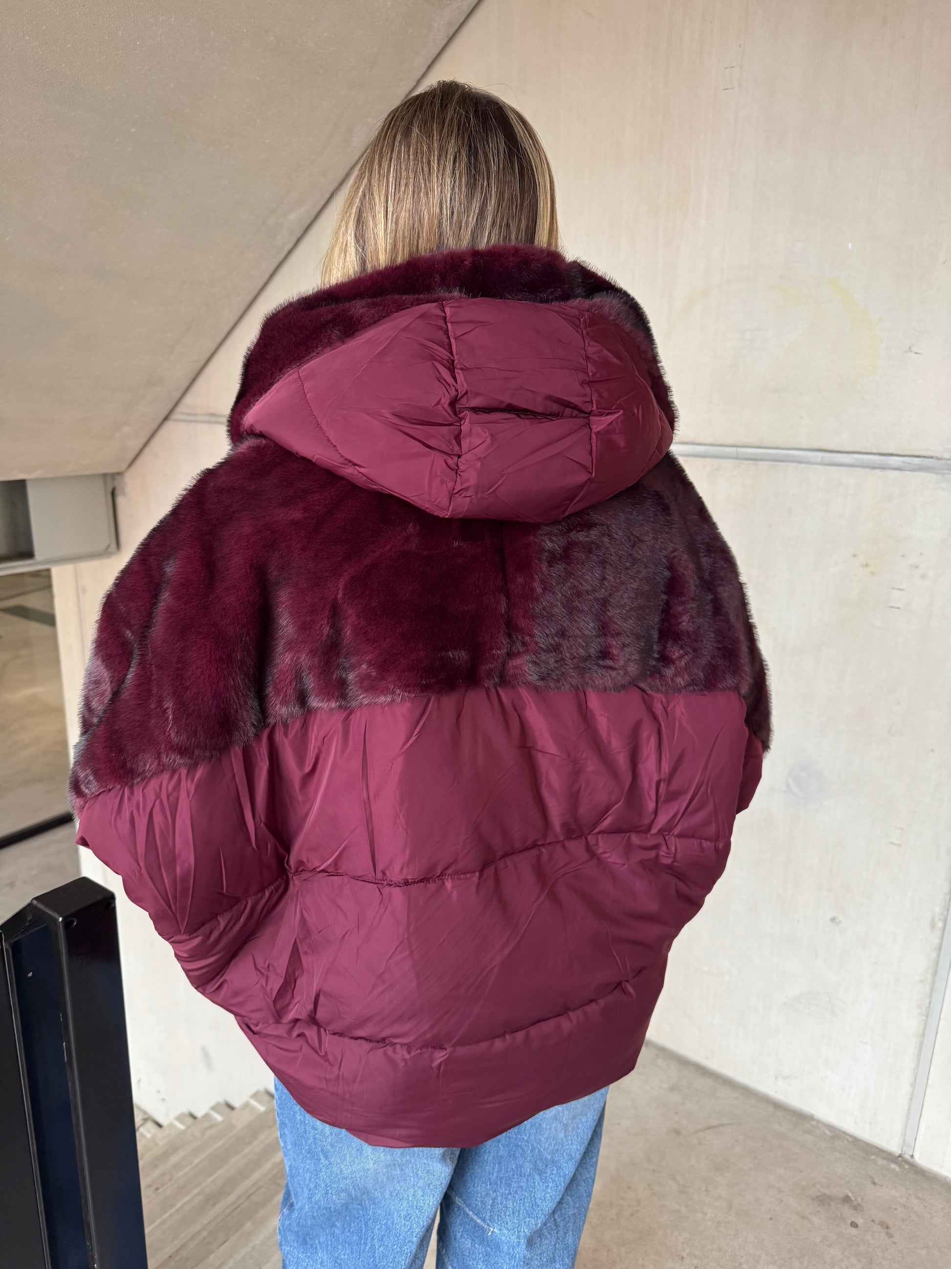 Jas Duo Fake Fur Bordeaux