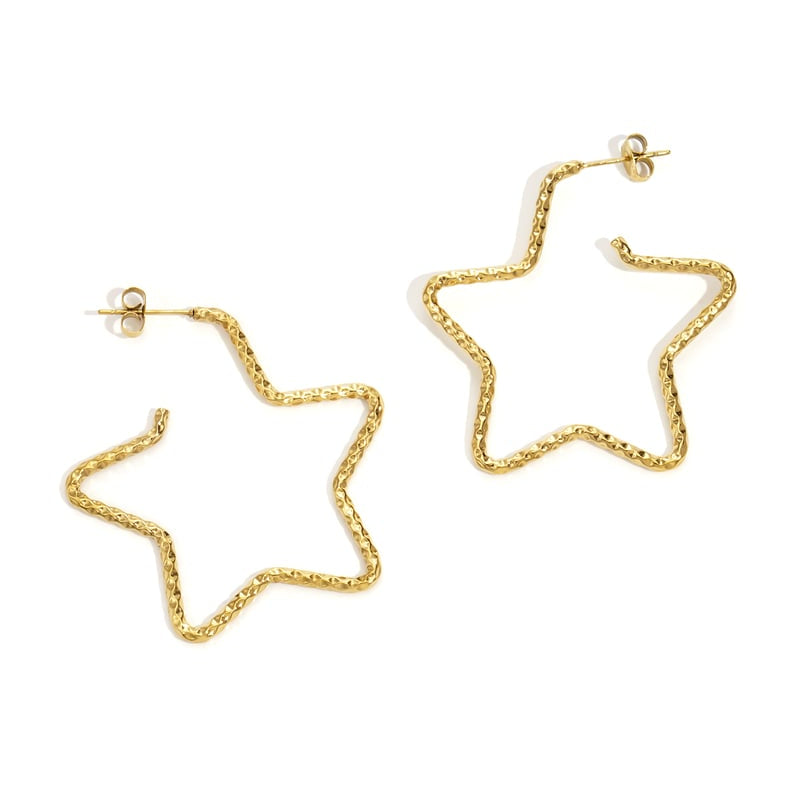 Stainless Steel Hoop Earrings Star Casual Daily Simple Series Women's jewelry