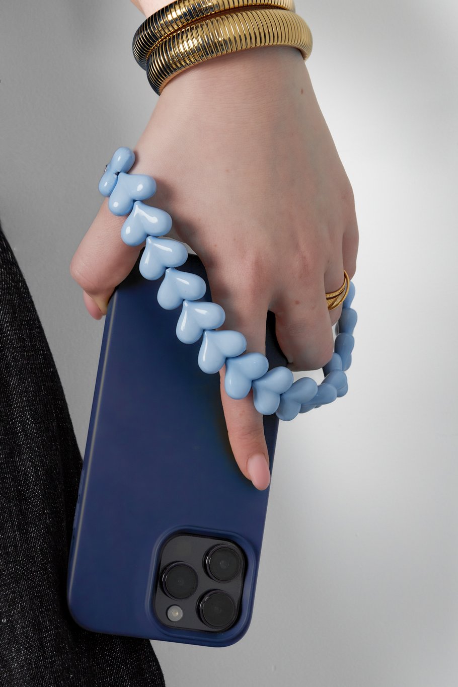 Phone Cord Hartjes Licht Blauw