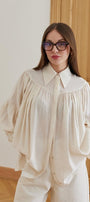 Blouse met Plooien en Mouwdetails Wit