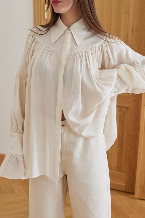 Blouse met Plooien en Mouwdetails Wit