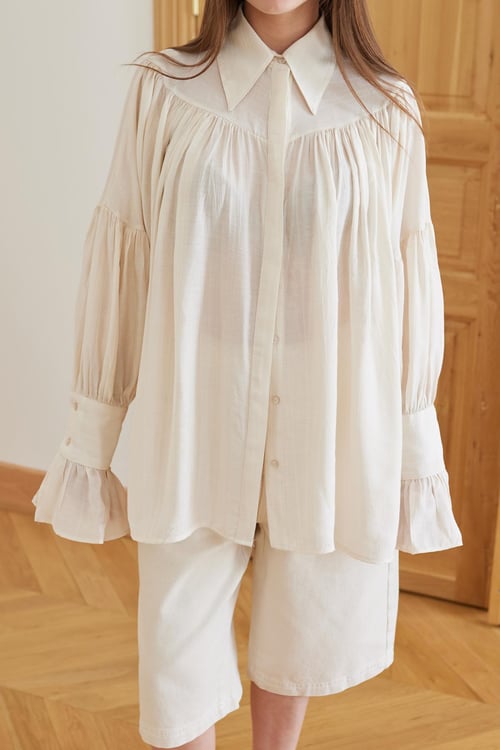 Blouse met Plooien en Mouwdetails Wit