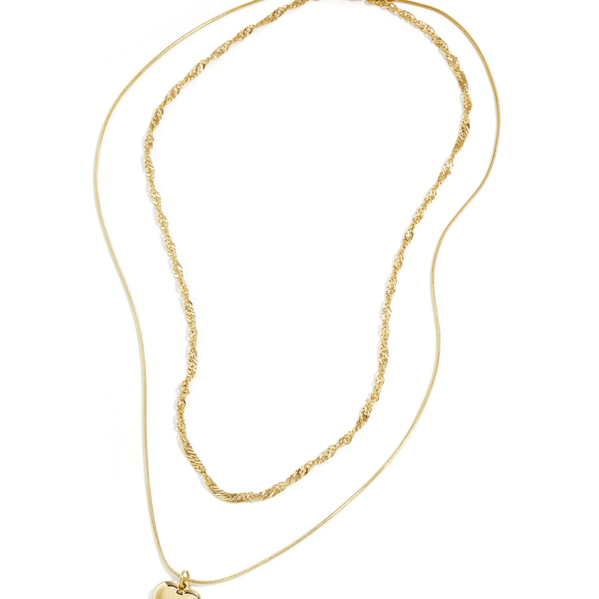Layered necklace with heart charm